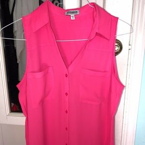 Express pink sleeveless button-down top