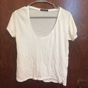 Brandy Melville white low v tshirt