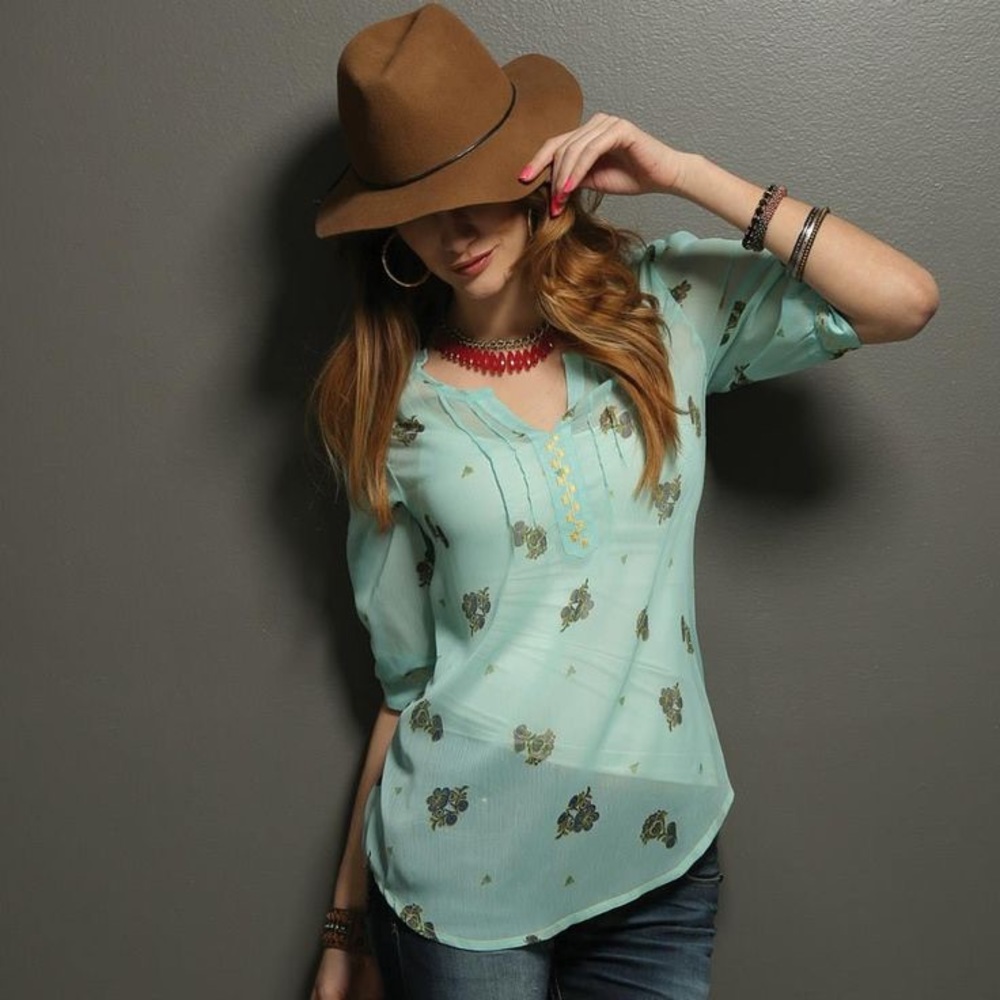 Southern Thread sheer mint top