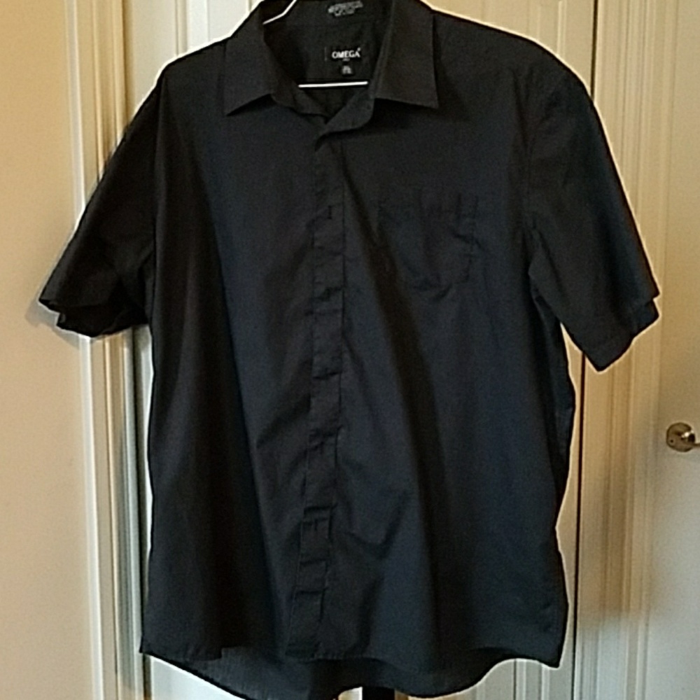 Mens s/s Black Dress shirt XXL 18-18.5 Neck