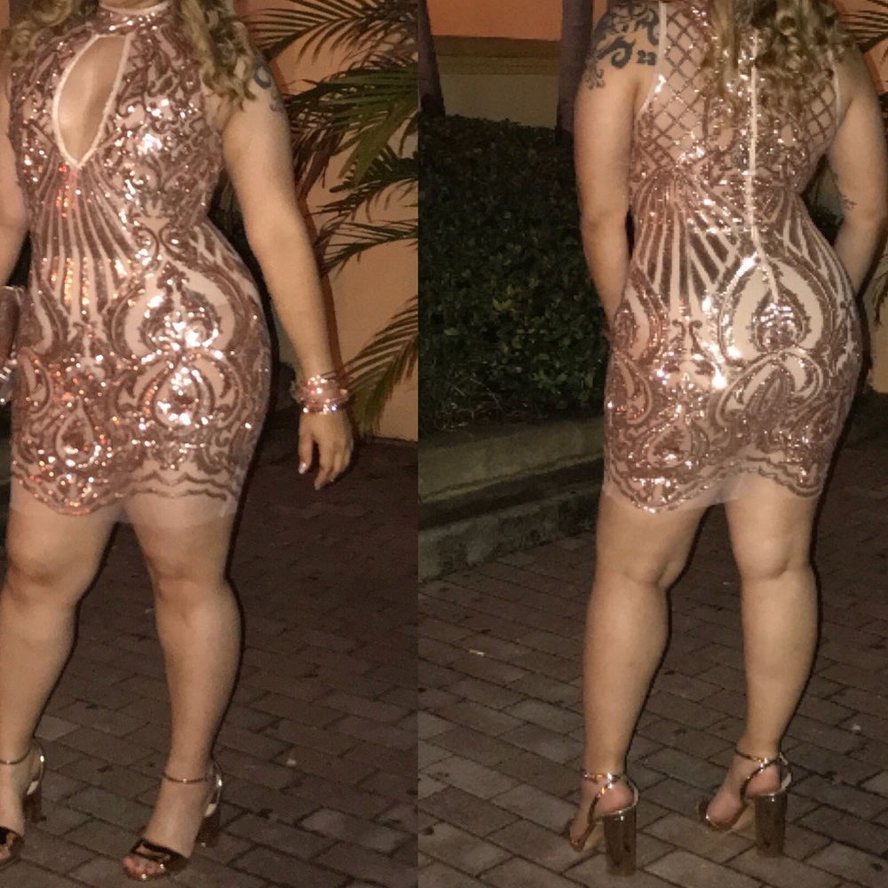 Custom made Rose gold sequin bodycon - Picture 1 of 4