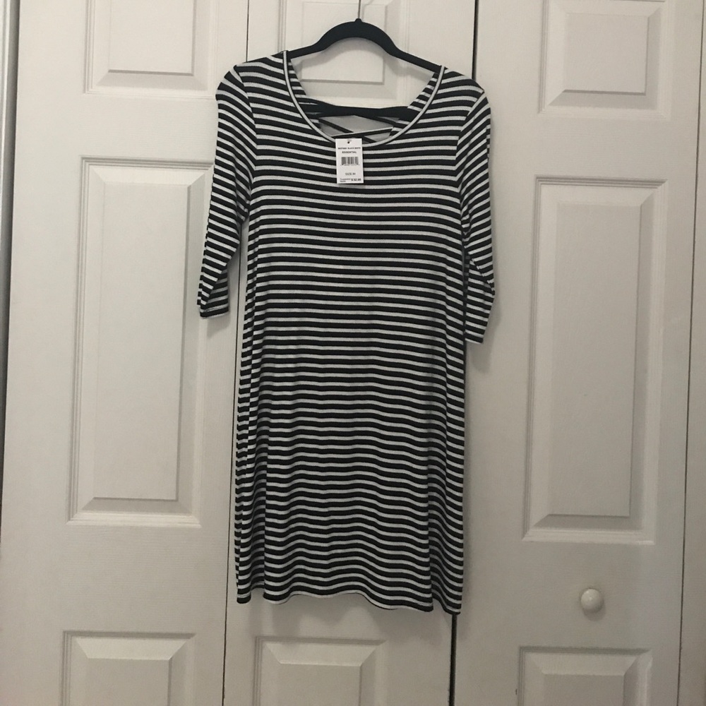 Black and white striped dress