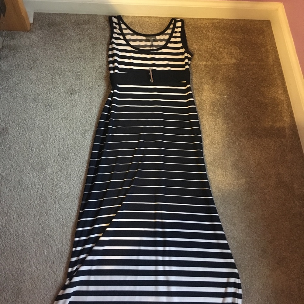 Navy and White Maxi Dress