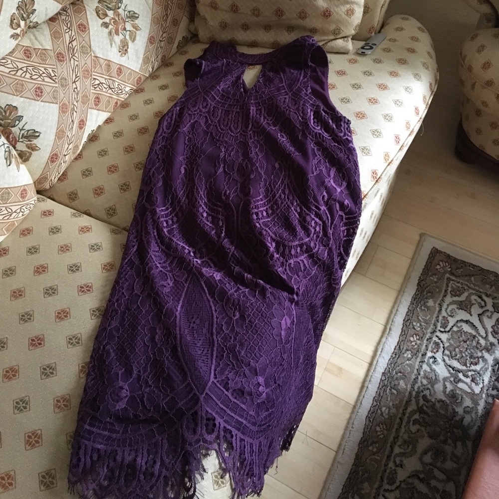 Chocker style eggplant lace dress
