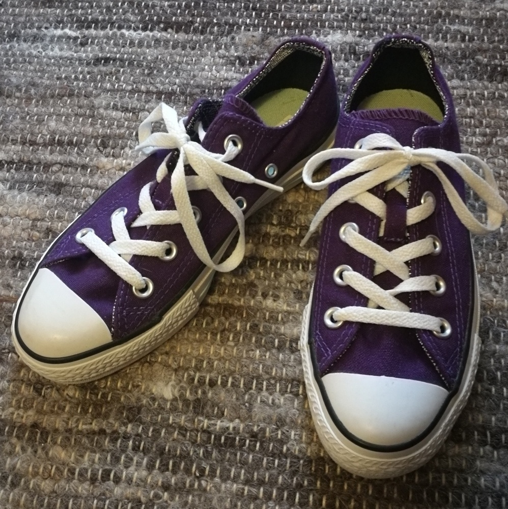 Purple converse shoes