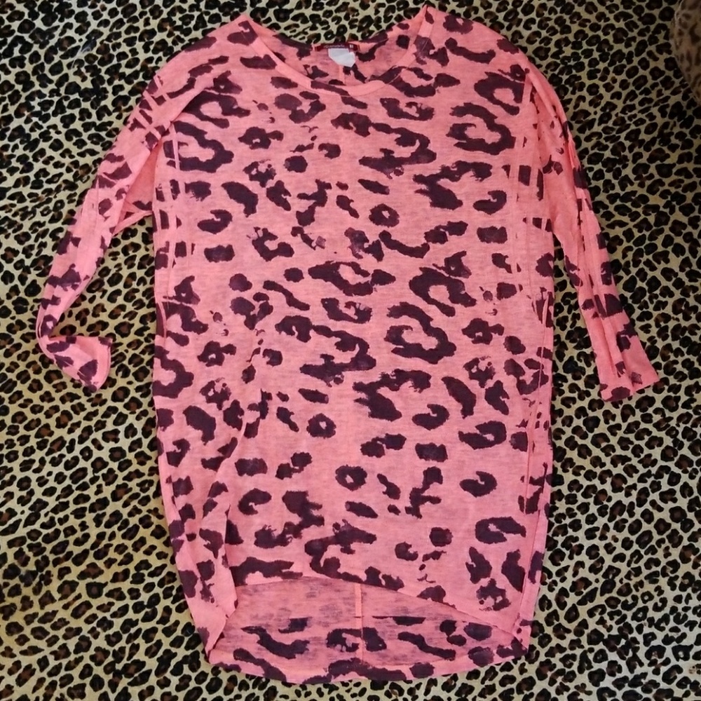 Coral Leopard Tunic NWOT