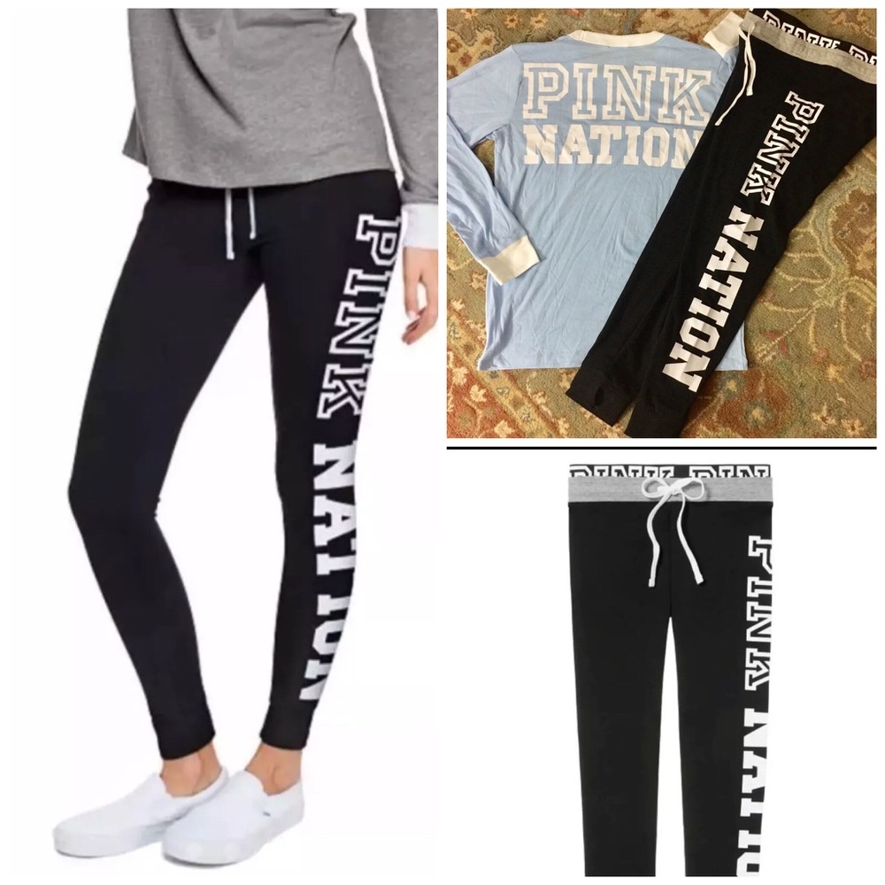 VS Pink Outfit Campus Leggings + Ringer T Large