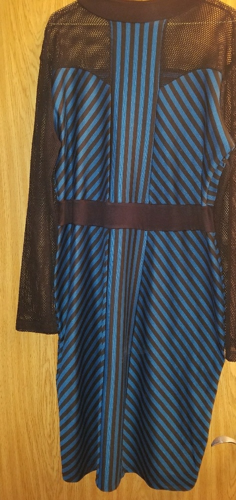 Super cute dark teal striped dress!