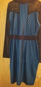 Super cute dark teal striped dress!