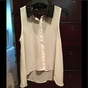 White sleeveless top