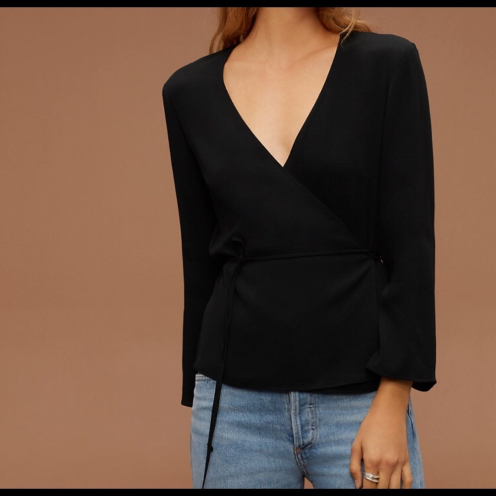 Aritzia Wilfred Free Black Wrap Top