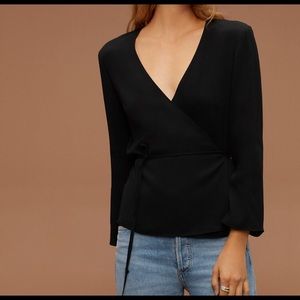 Aritzia Wilfred Free Black Wrap Top