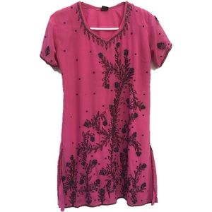 Indian pink shalwar kameez with beadwork