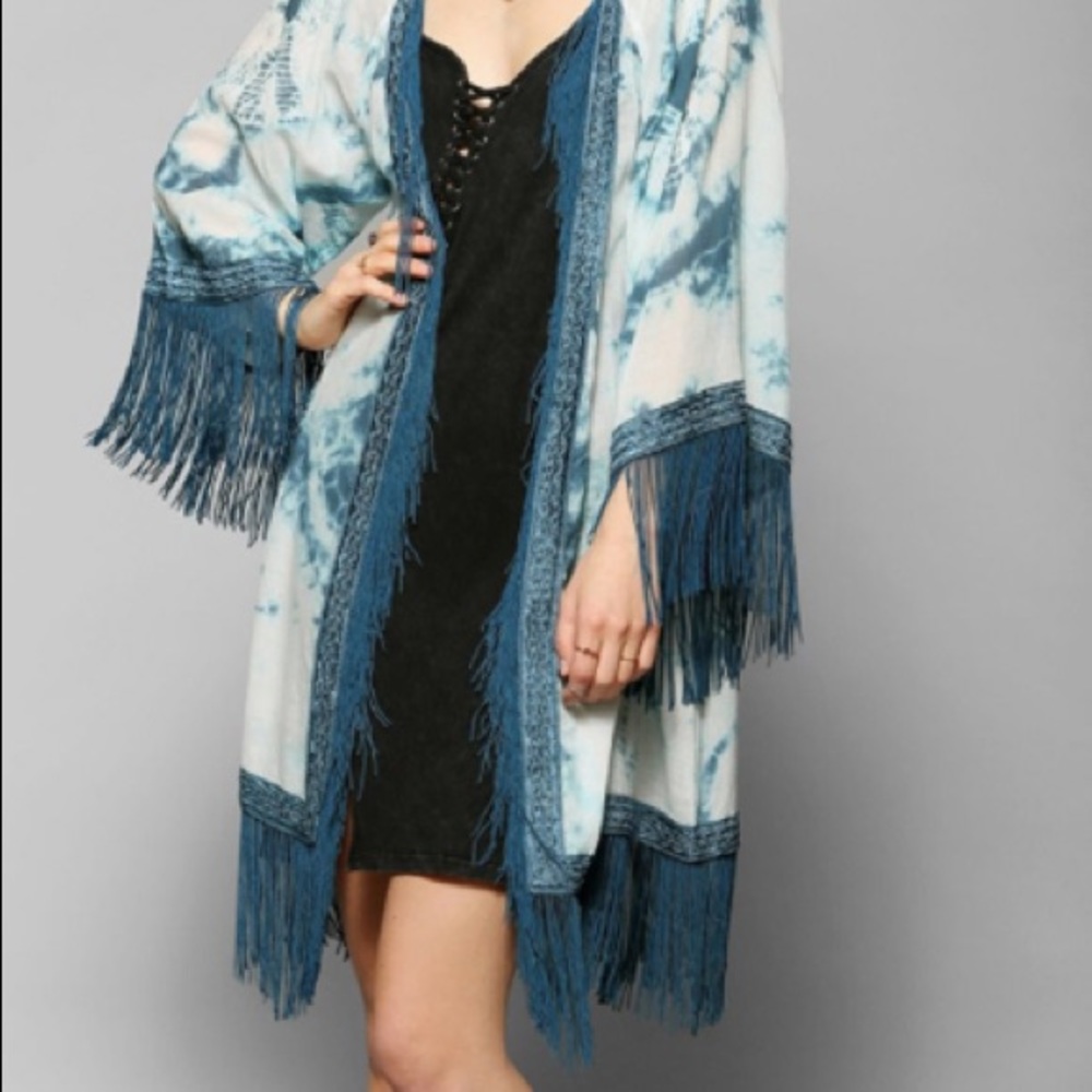 Urban Outfitters Tie-Dye Fringe Kimono