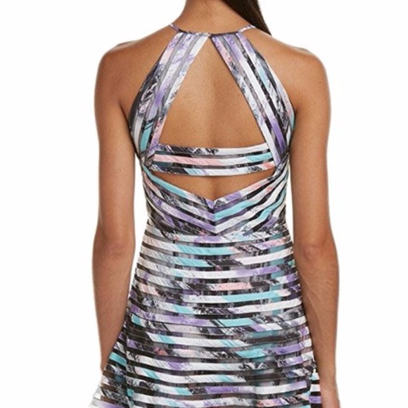 Parker Printed Mesh Inset Dress Small - Picture 2 of 3