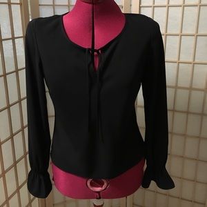 Ann Taylor Loft Black Keyhole Blouse