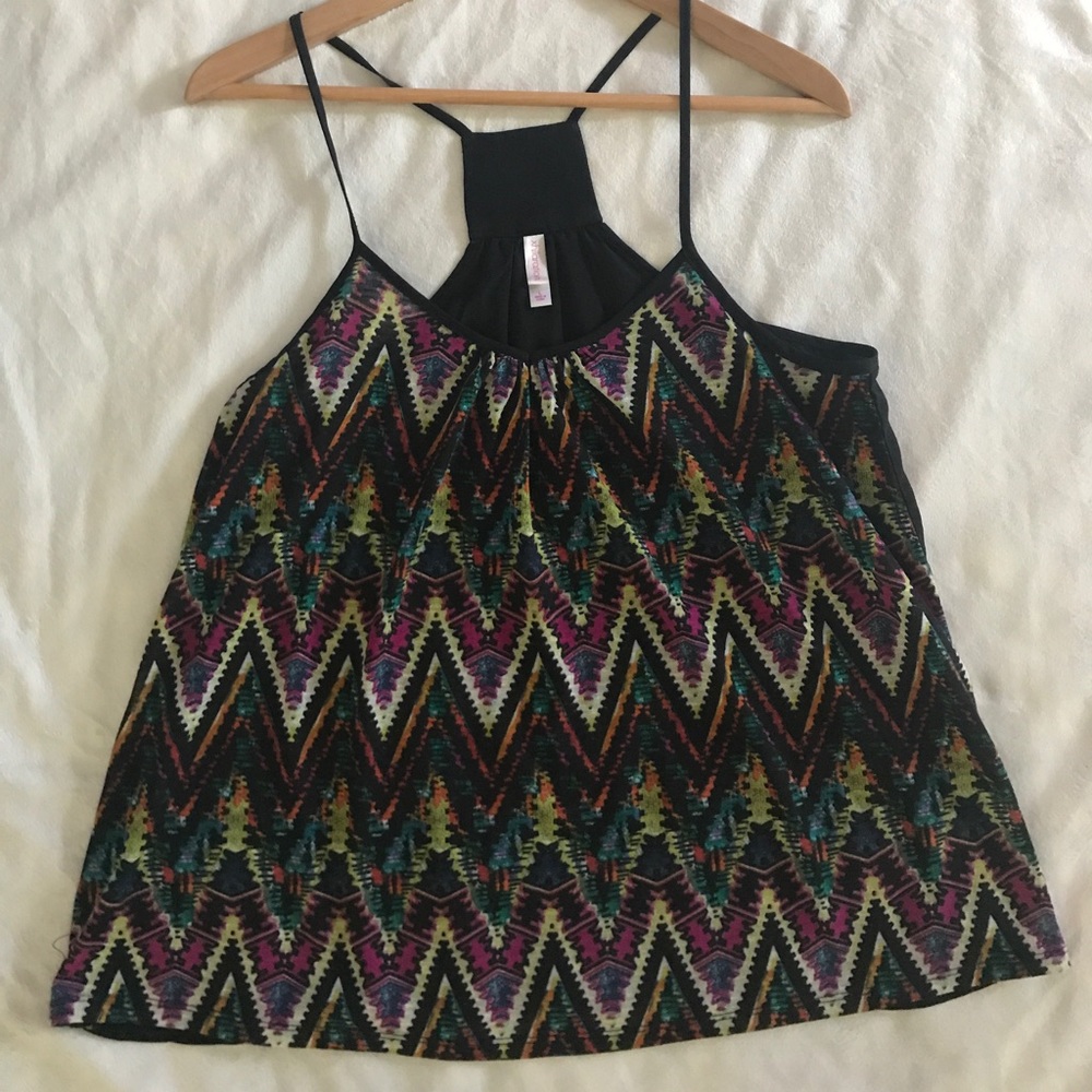 Aztec print black tank top