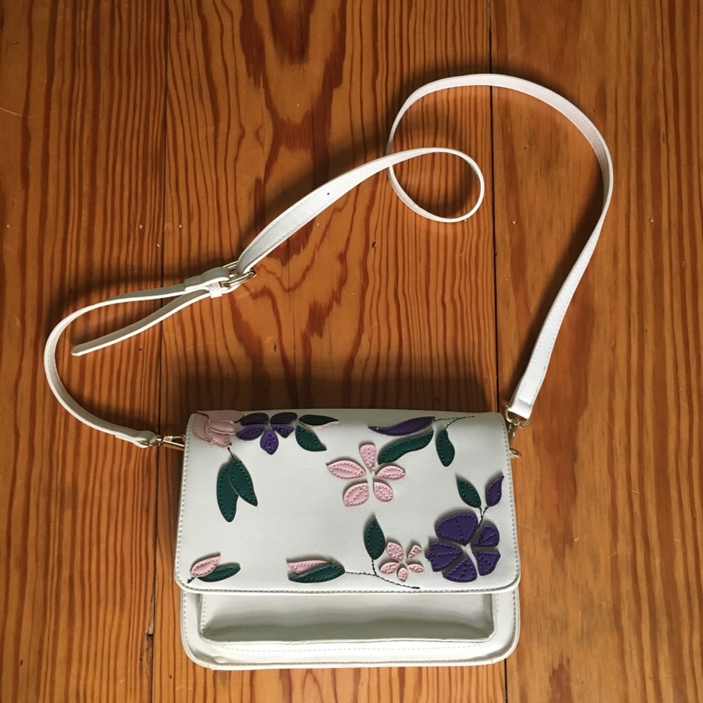 White Floral Crossbody Satchel NWOT