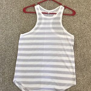 Gray/white striped tank