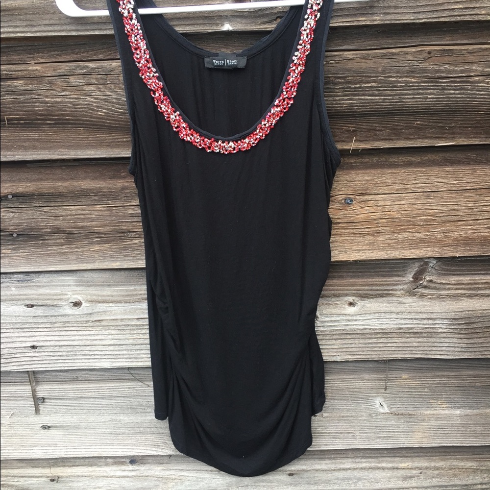 WHBM Tank Top Ruched Beaded Size L Large