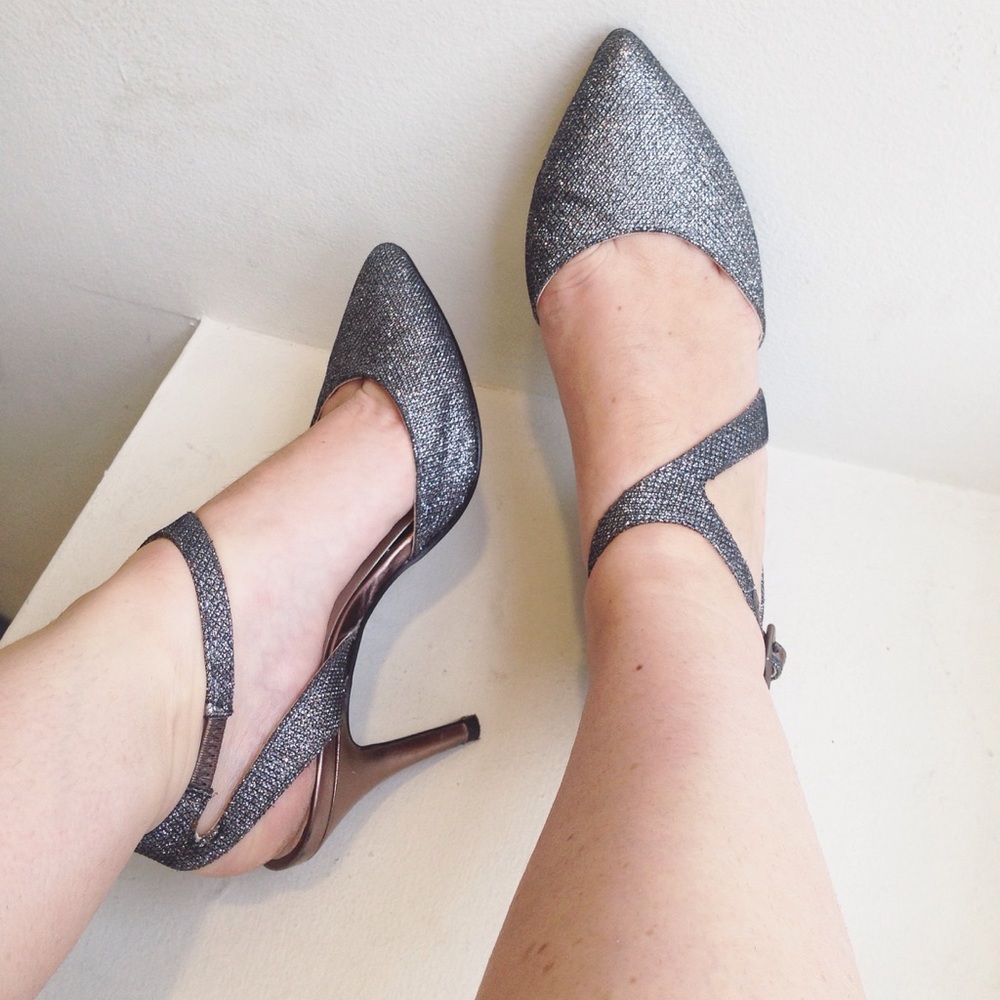 Silver Holiday Sparkly Heels