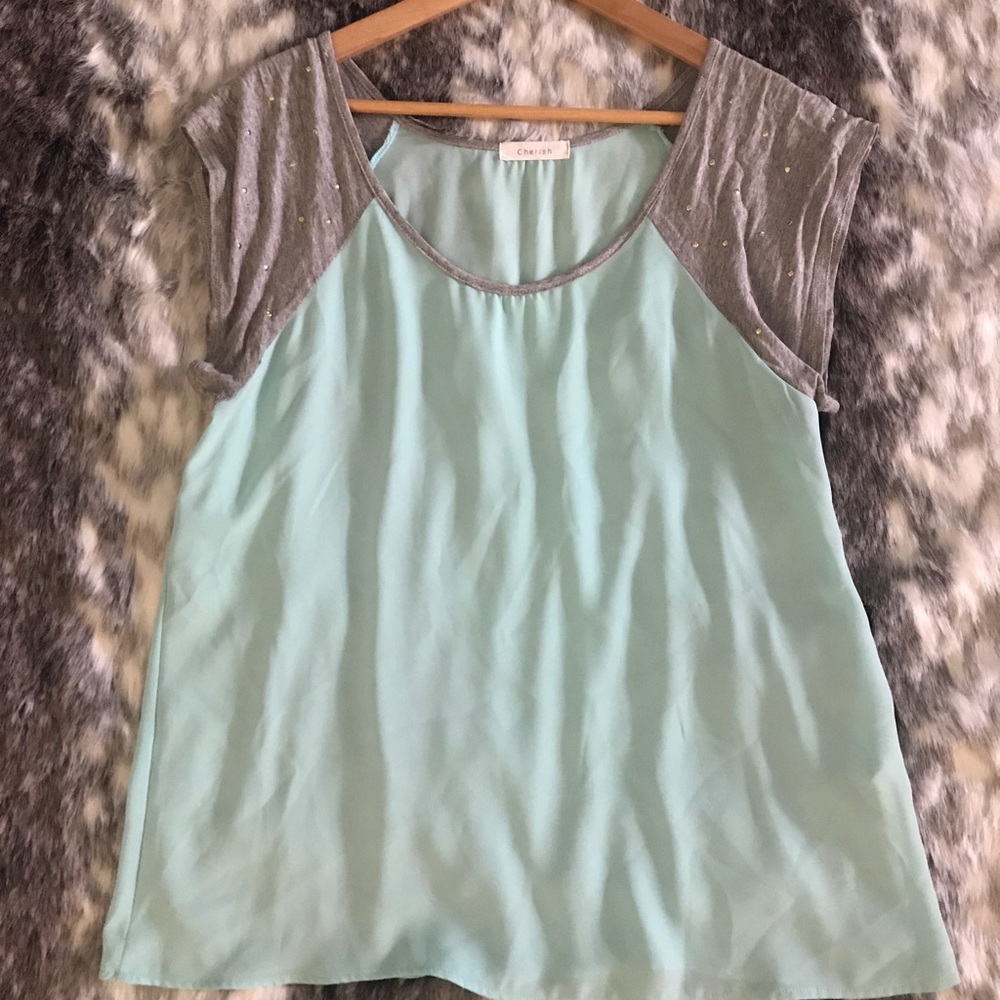 Mint and grey sleeveless top