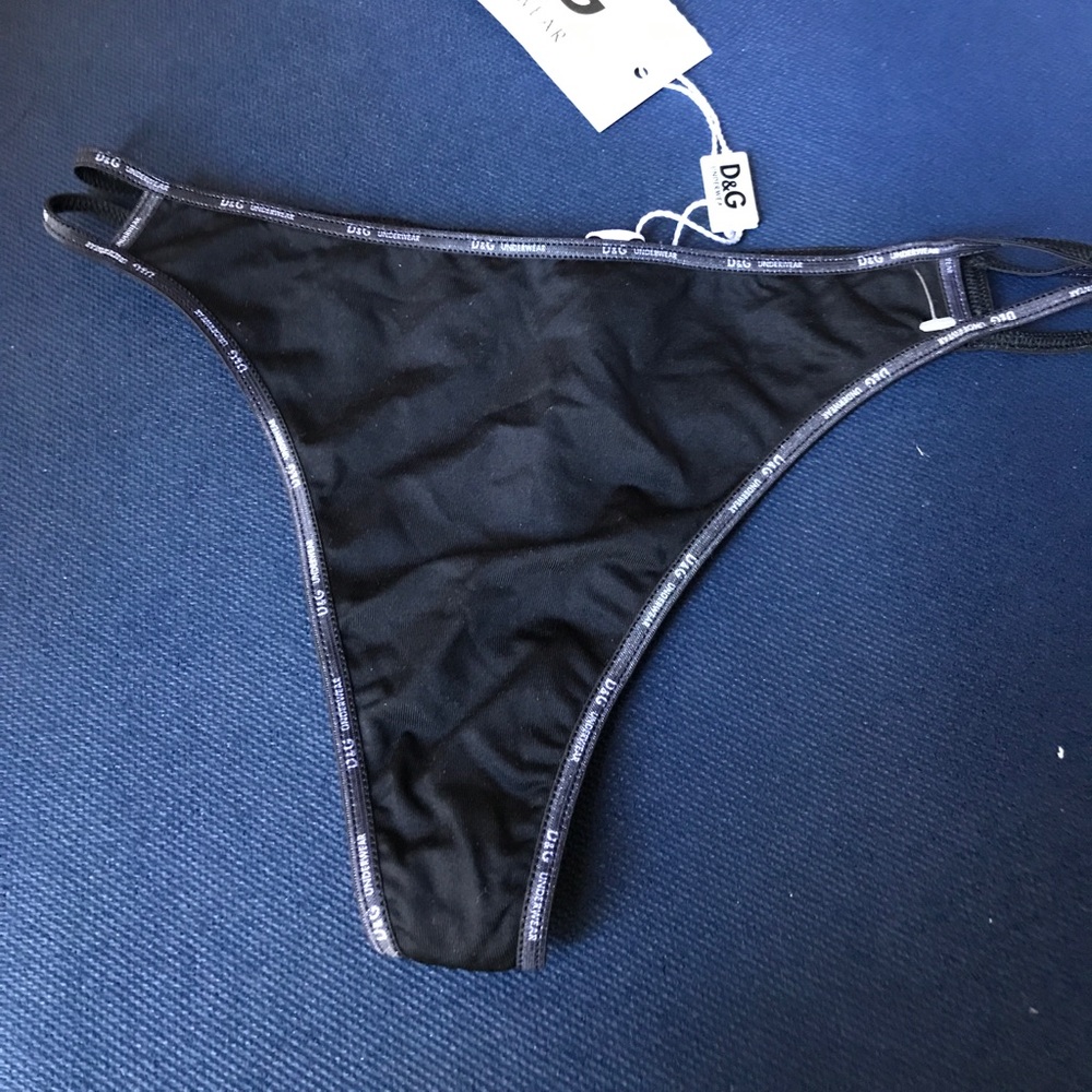 NWT D&G Cotton Thong XL Black White Logo