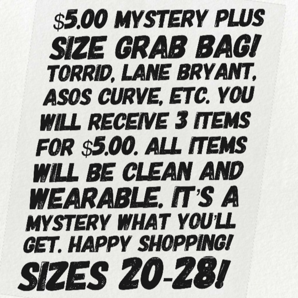 😍Plus Size Mystery grab bag. 3 Items For $5.00!😍