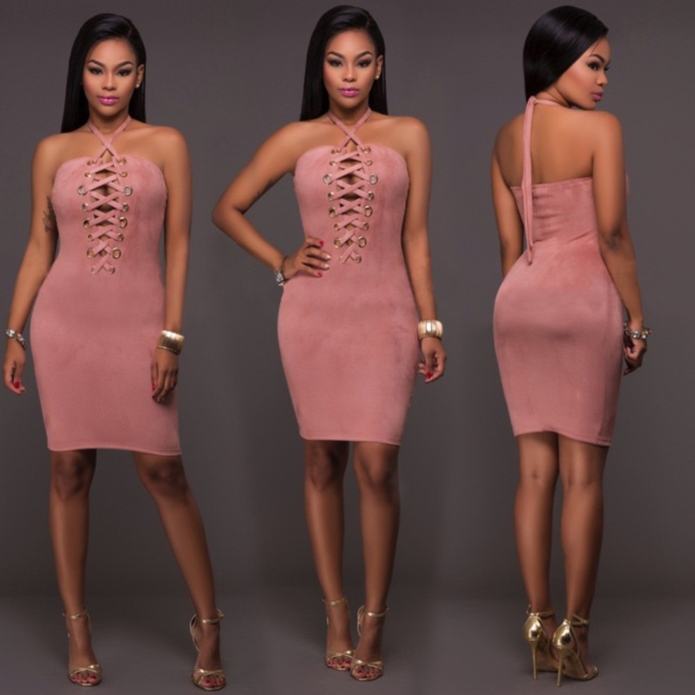 🦋🦋 Brazilian Bodycon Sexy Suede Mini Dress - Picture 4 of 8