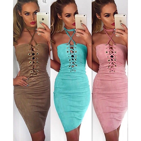 🦋🦋 Brazilian Bodycon Sexy Suede Mini Dress - Picture 3 of 8