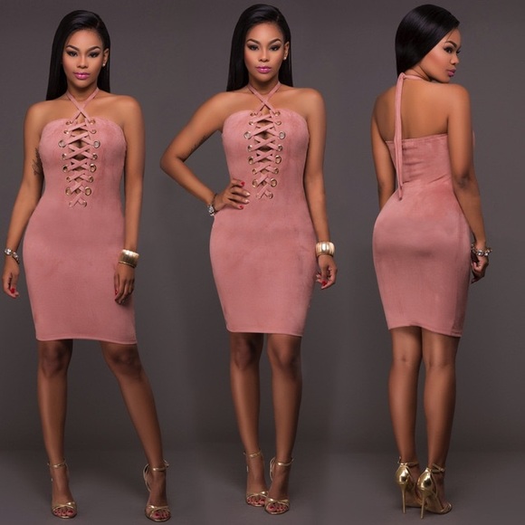 🦋🦋 Brazilian Bodycon Sexy Suede Mini Dress - Picture 4 of 8