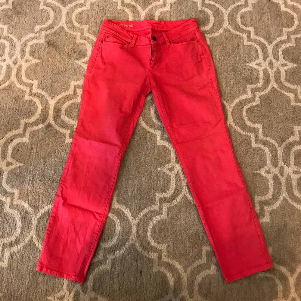 Ann Taylor Modern Fit Skinny Ankle Jeans Red/Coral
