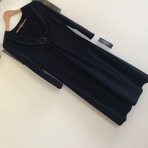 Dark navy twist front dress by chaps NWT