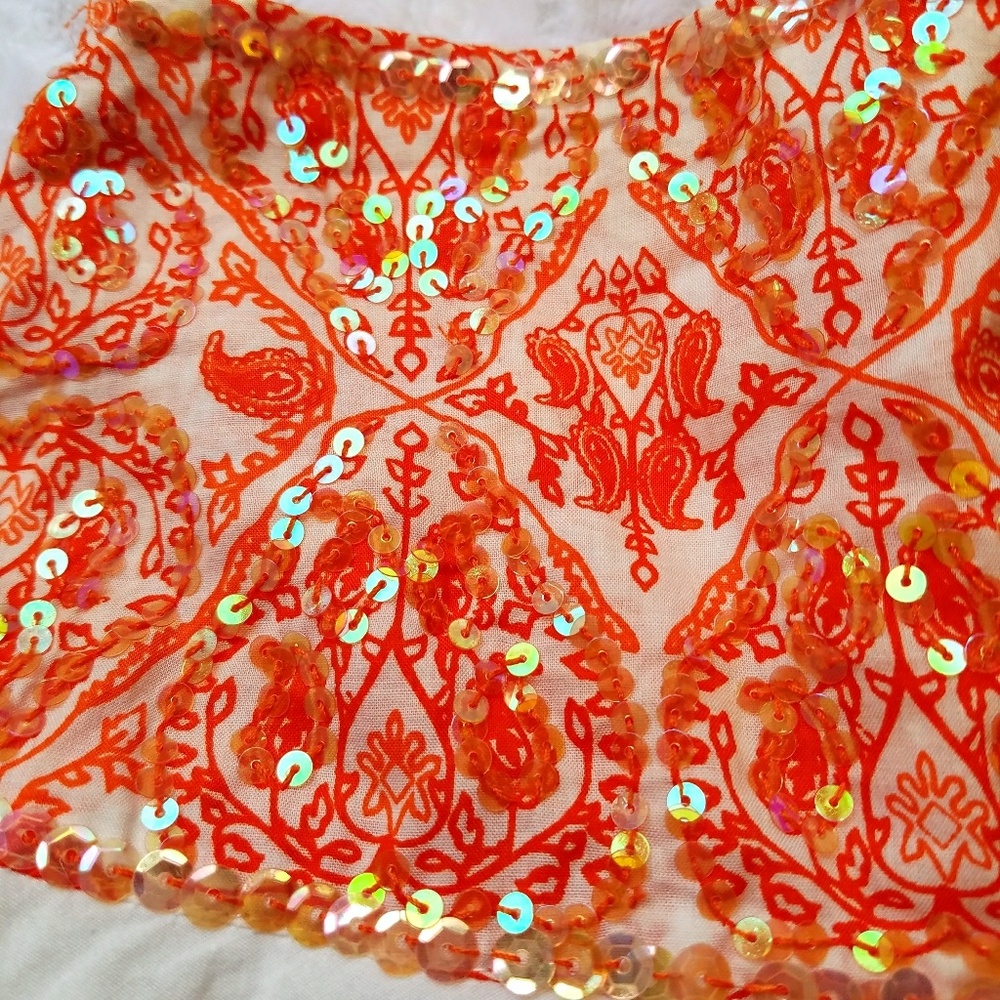 Sequin and beaded crane a-line skirt - Picture 4 of 7