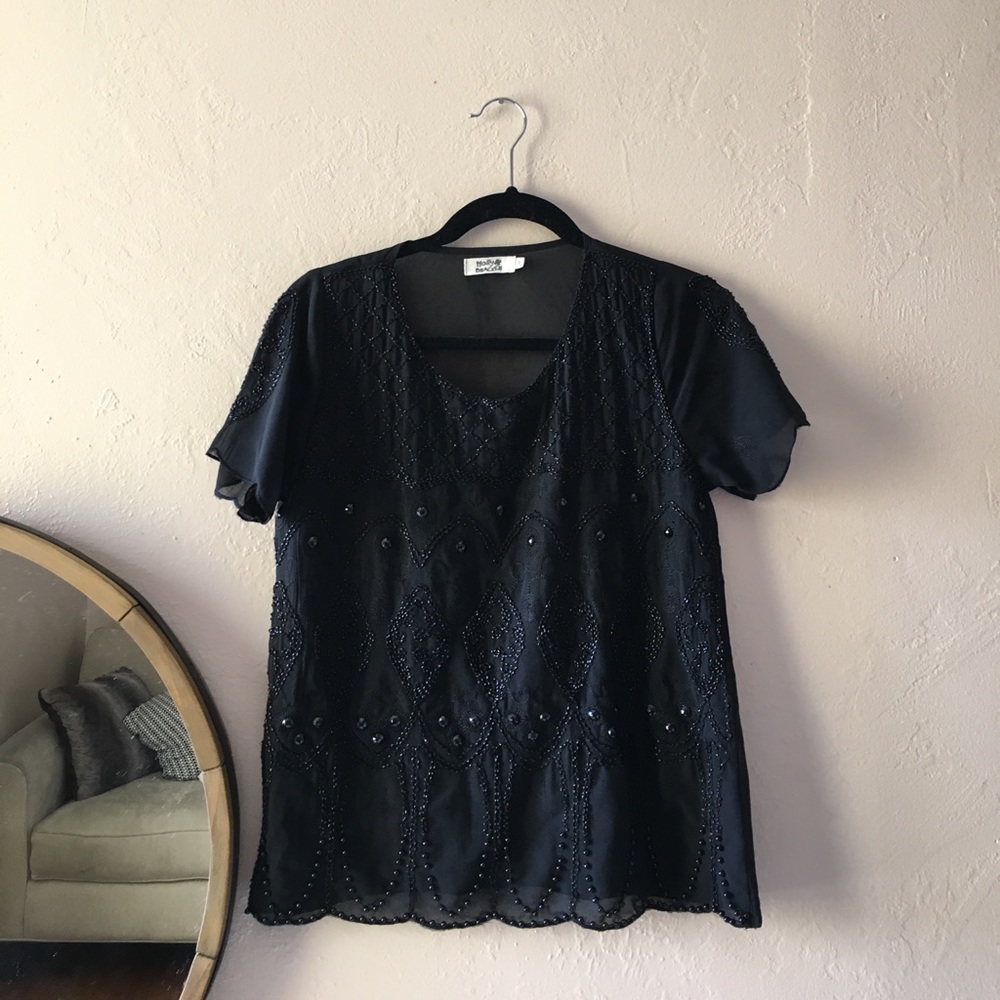 Holly Bracken beaded black blouse
