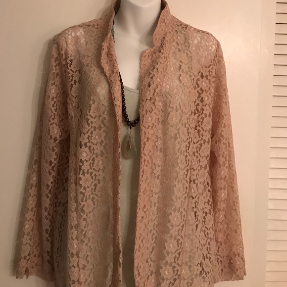 “TUDOR COURT” LACE SEE THROUGH BEIGE JACKET - Picture 1 of 6