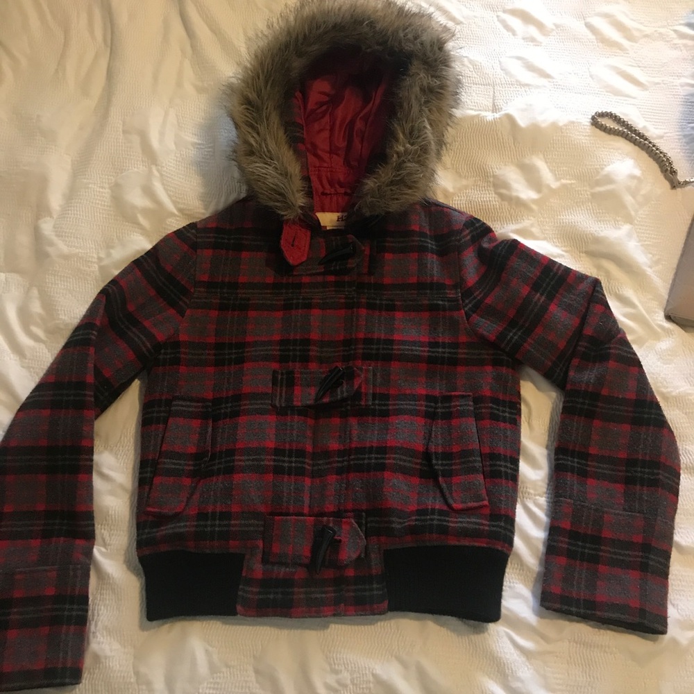 Aeropostale black, grey, red coat