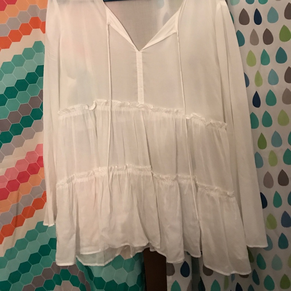 Loft white blouse with bell sleeves - Picture 2 of 3