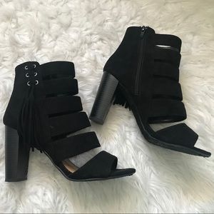 Black strappy booties
