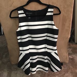 INC International Concepts B&W Peplum Top (size M)