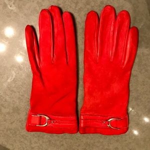 Cole Haan Red Suede/Leather Gloves
