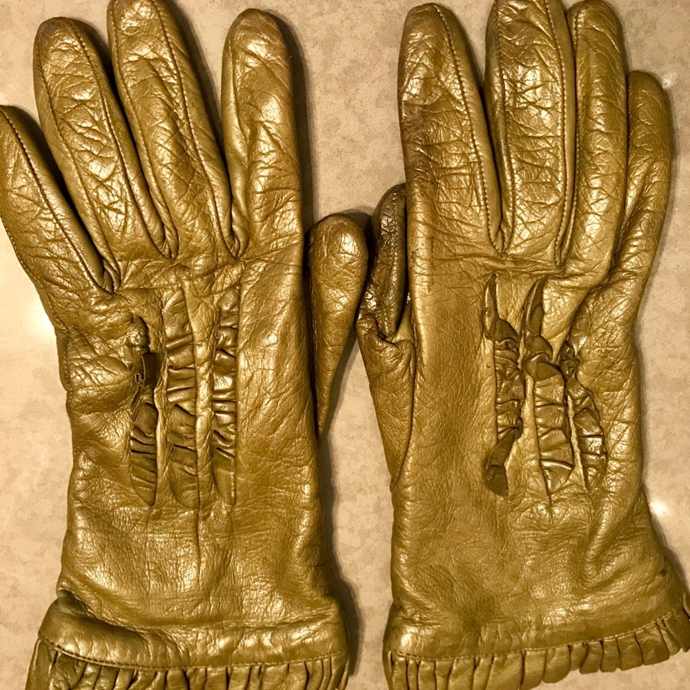 Olive Green Leather Gloves