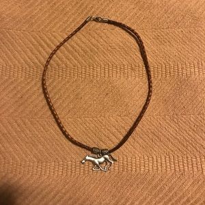 Horse Necklace (Leather & Silver)