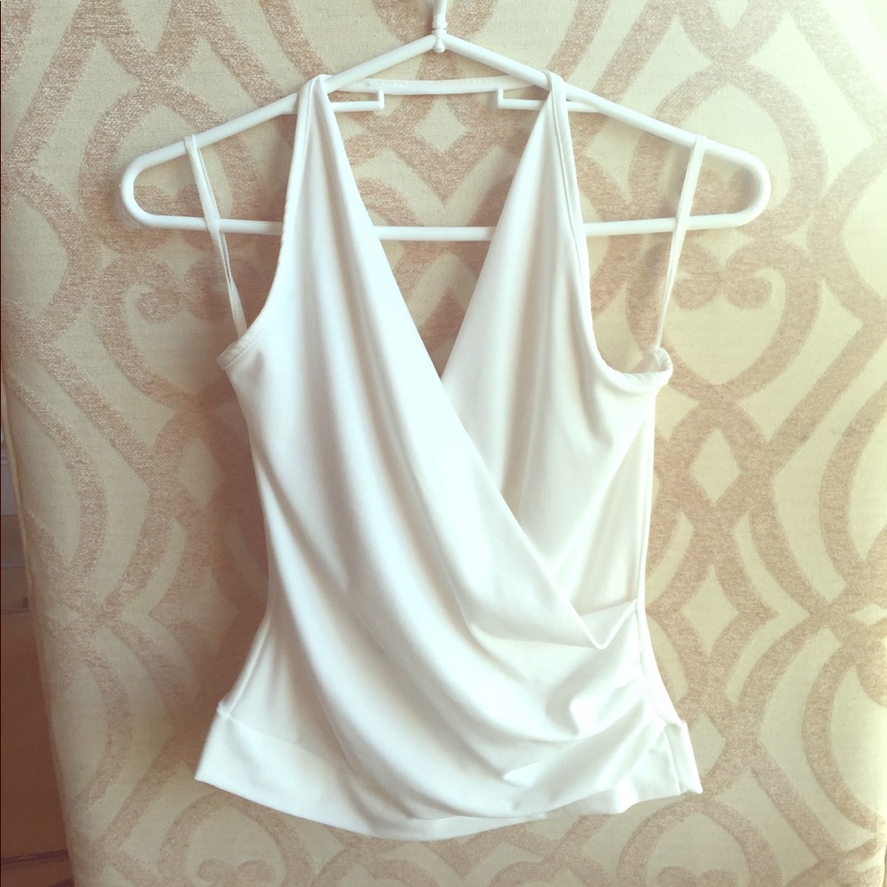 Backless halter tank with cinched waist
