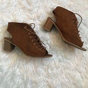 Brown lace up booties