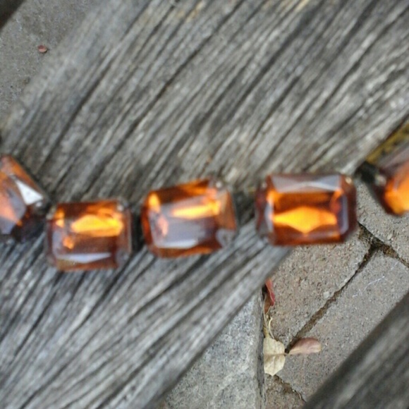 1980s choker necklace orange emarald cut costume j - Picture 3 of 7