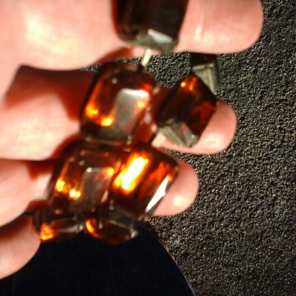 1980s choker necklace orange emarald cut costume j - Picture 5 of 7