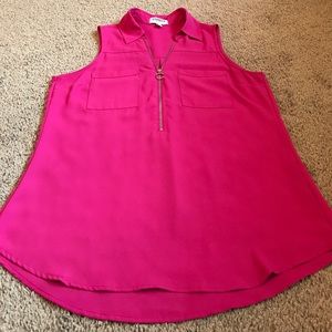 EXPRESS Sexy Zipper Pink sleeveless Portofino tank
