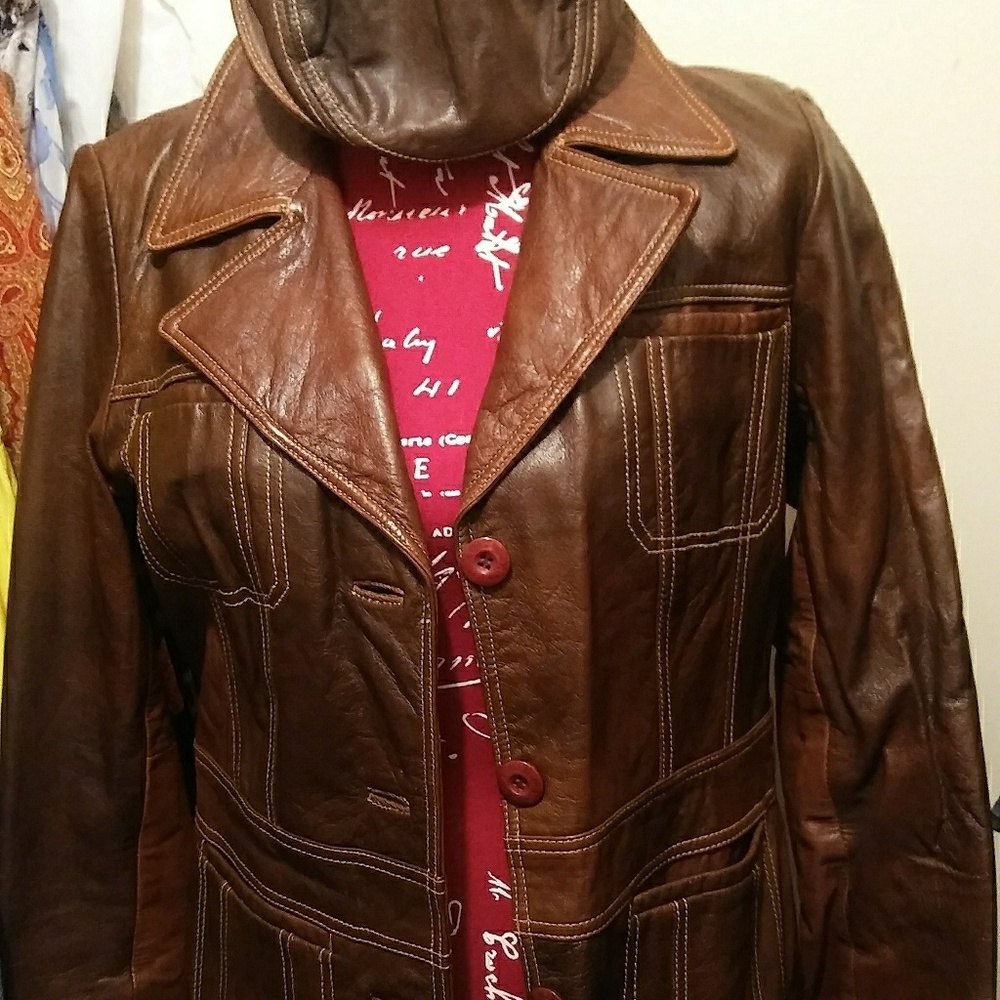 Leather coat, Stunning Sexy,Jazzy.