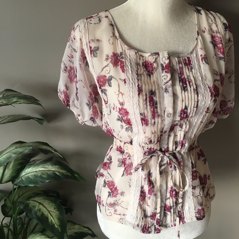 Sheer Floral Blouse